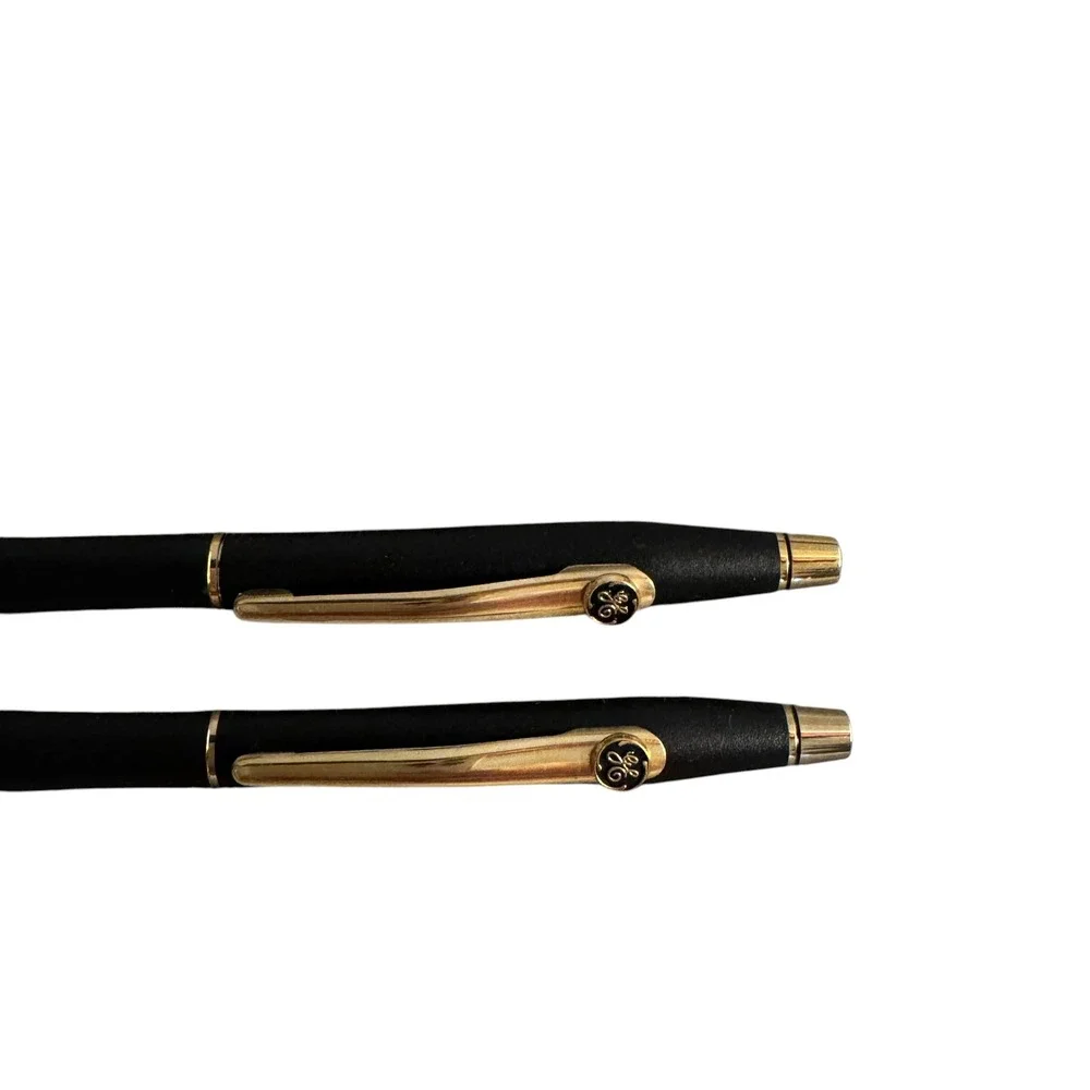 Cross Classic Black Pen and 0.5mm Pencil Set GE Logo Gold Trim Boxed Vtg 250105